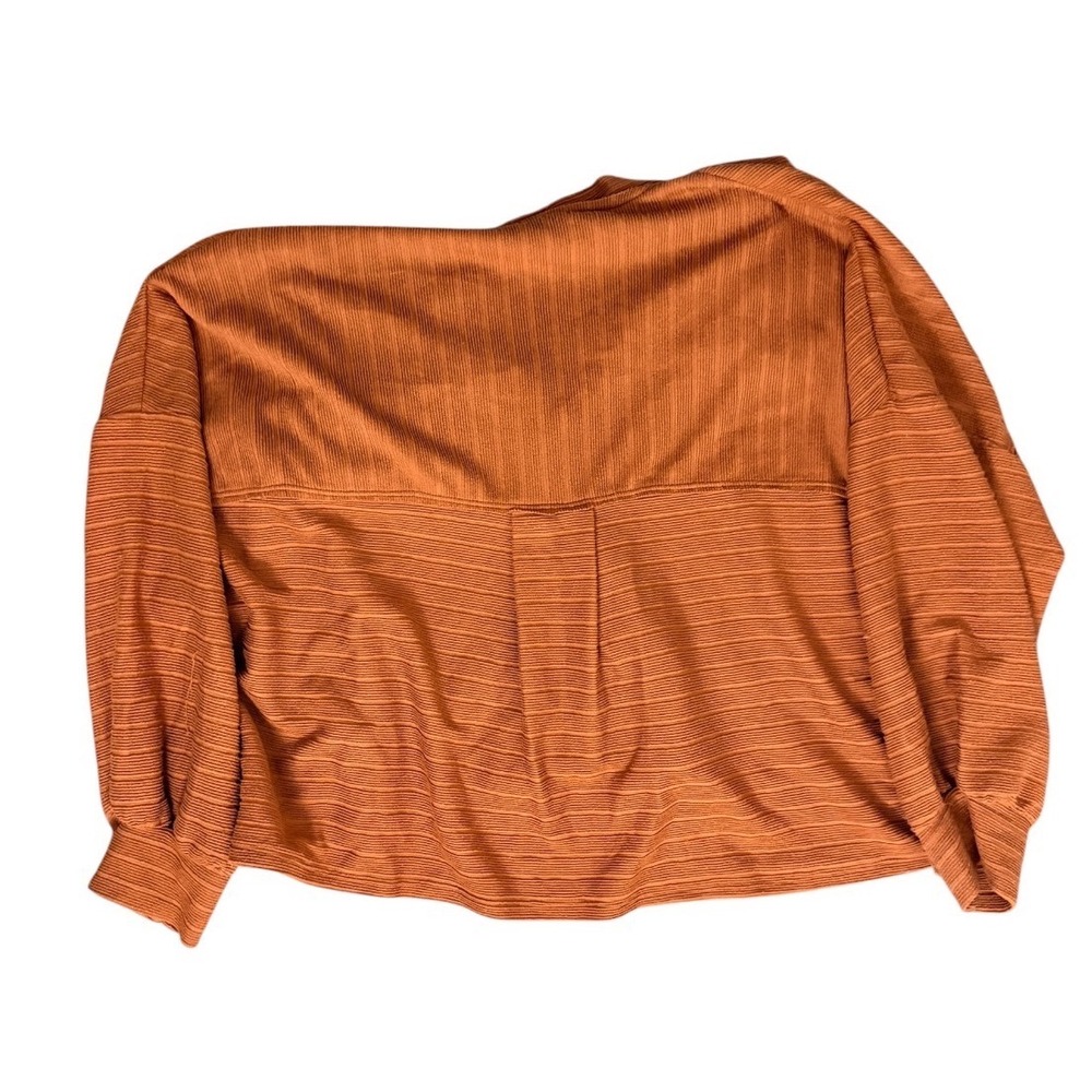 Bucketlist Ribbed Knit Button Down Shacket Terracotta Rust Large - Picture 3 of 5